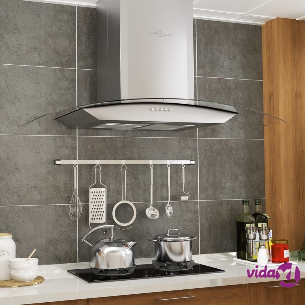 vidaXL Wall Mounted Range Hood 90 cm Stainless Steel 756 m³/h LED