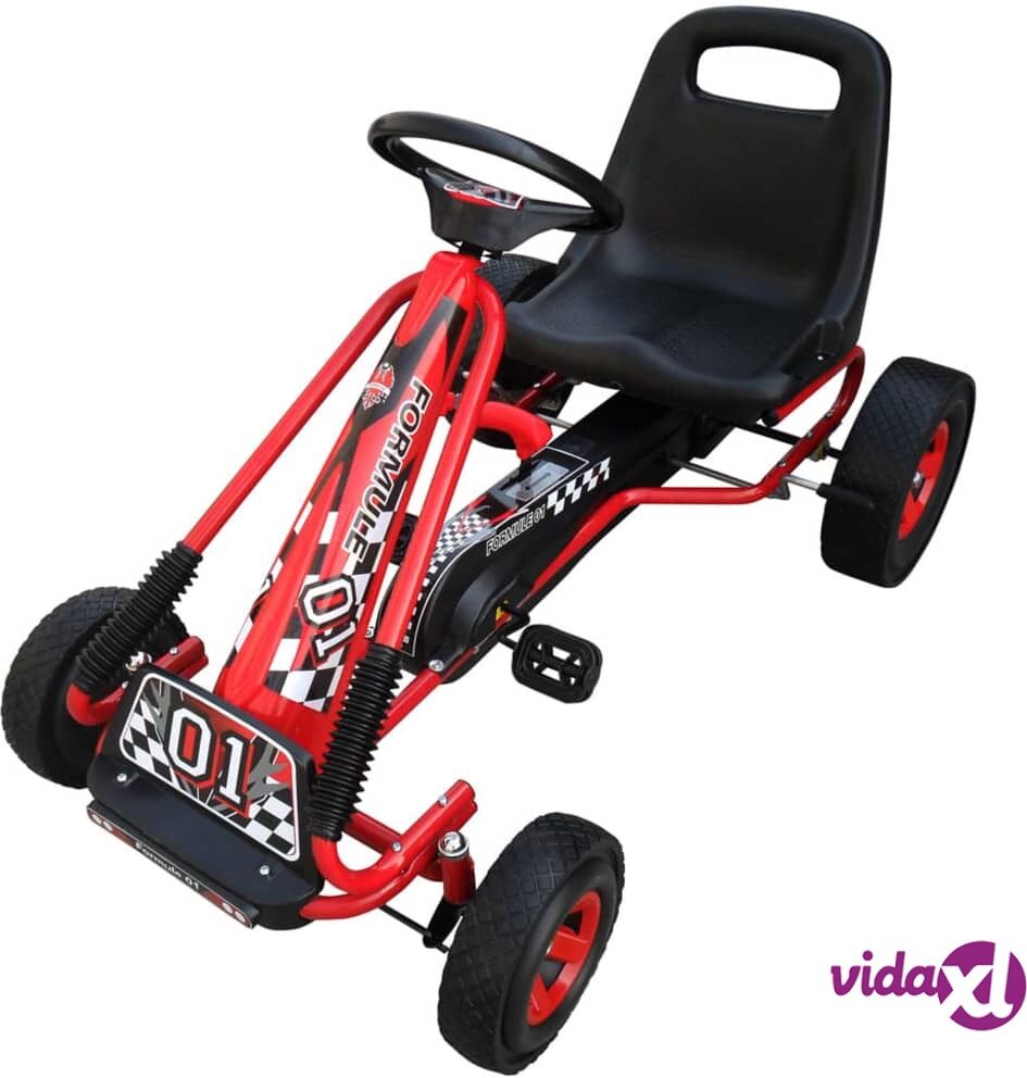 vidaXL Red Pedal Go Kart with Adjustable Seat