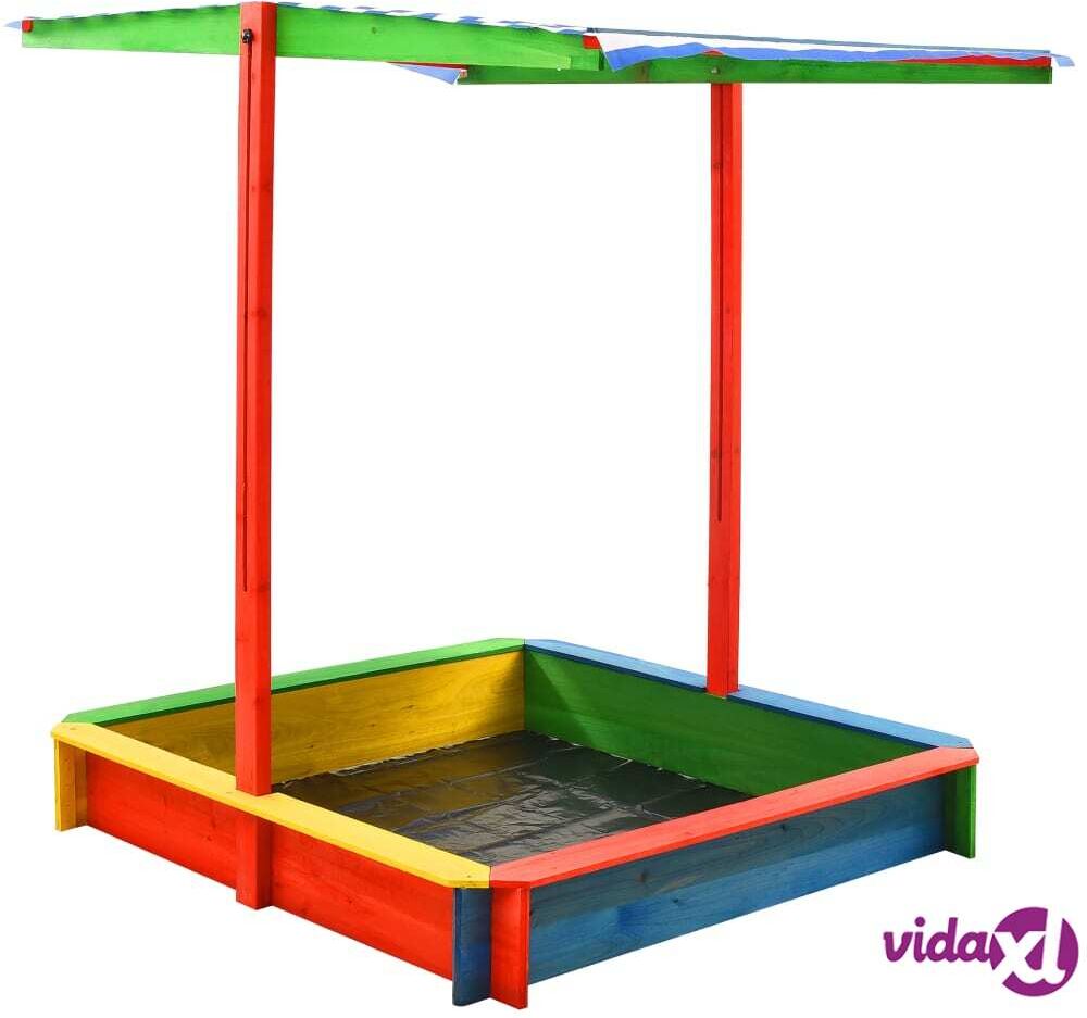 vidaXL Sandbox with Adjustable Roof Fir Wood Multicolour UV50