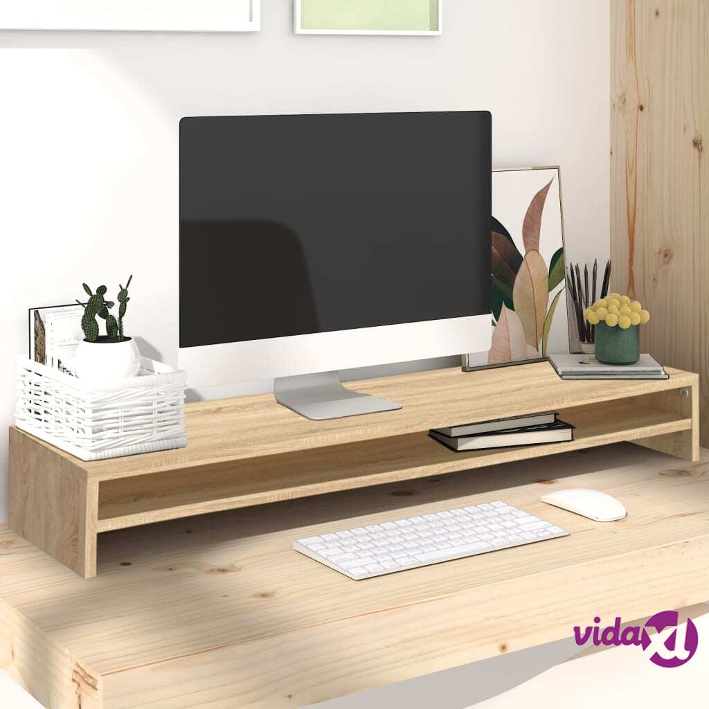 vidaXL Monitor Stand Sonoma Oak 100x24x13 cm Chipboard