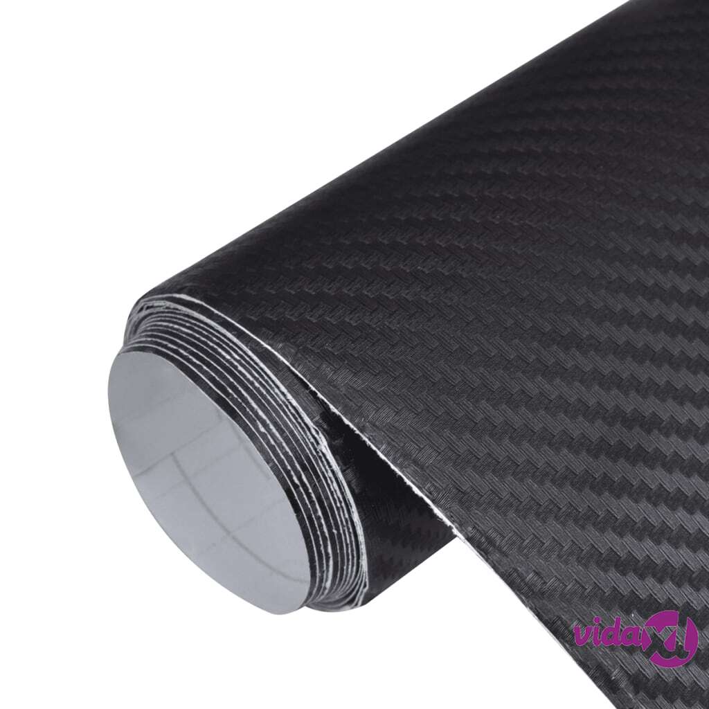 vidaXL Carbon Fiber Vinyl Car Film 3D Black 152 x 500 cm