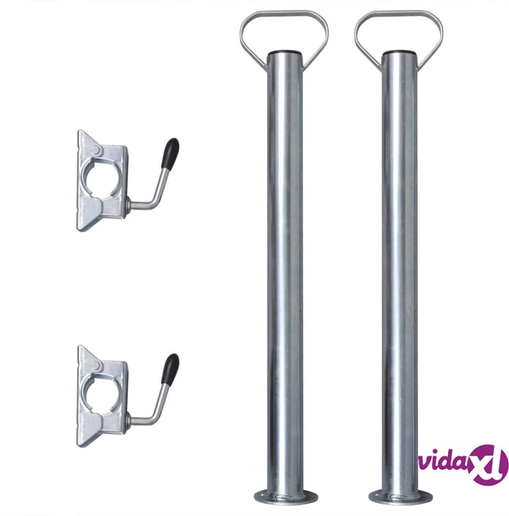 vidaXL 2 Support Tubes with 2 Split Clamps for 48 mm Jockey Wheel