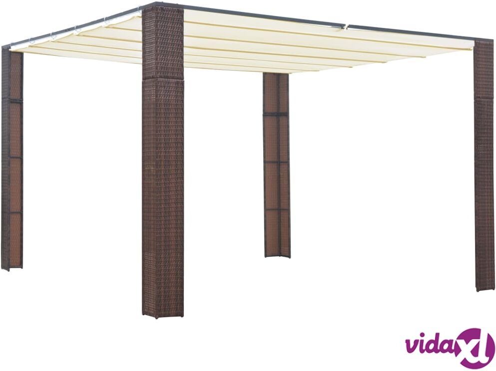 vidaXL Gazebo with Roof Poly Rattan 300x300x200 cm Brown and Cream