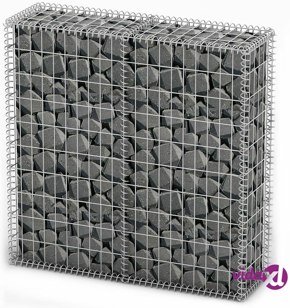 vidaXL Gabion Basket with Lids Galvanised Wire 100 x 100 x 30 cm