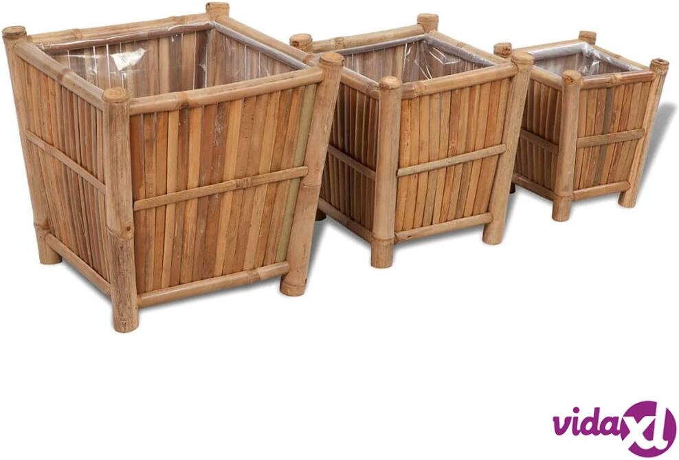 vidaXL 3 pcs Bamboo Raised Bed with Nylon Lining