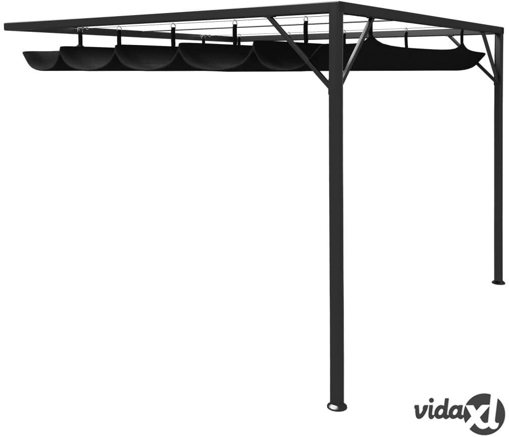 vidaXL Garden Wall Gazebo with Retractable Roof Canopy 3x3 m Anthracite