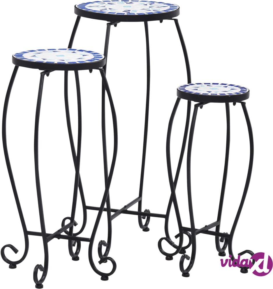 vidaXL Mosaic Tables 3 pcs Blue and White Ceramic