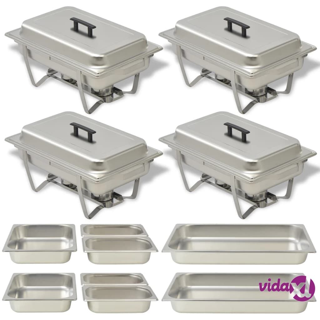 vidaXL 4 Piece Chafing Dish Set Stainless Steel