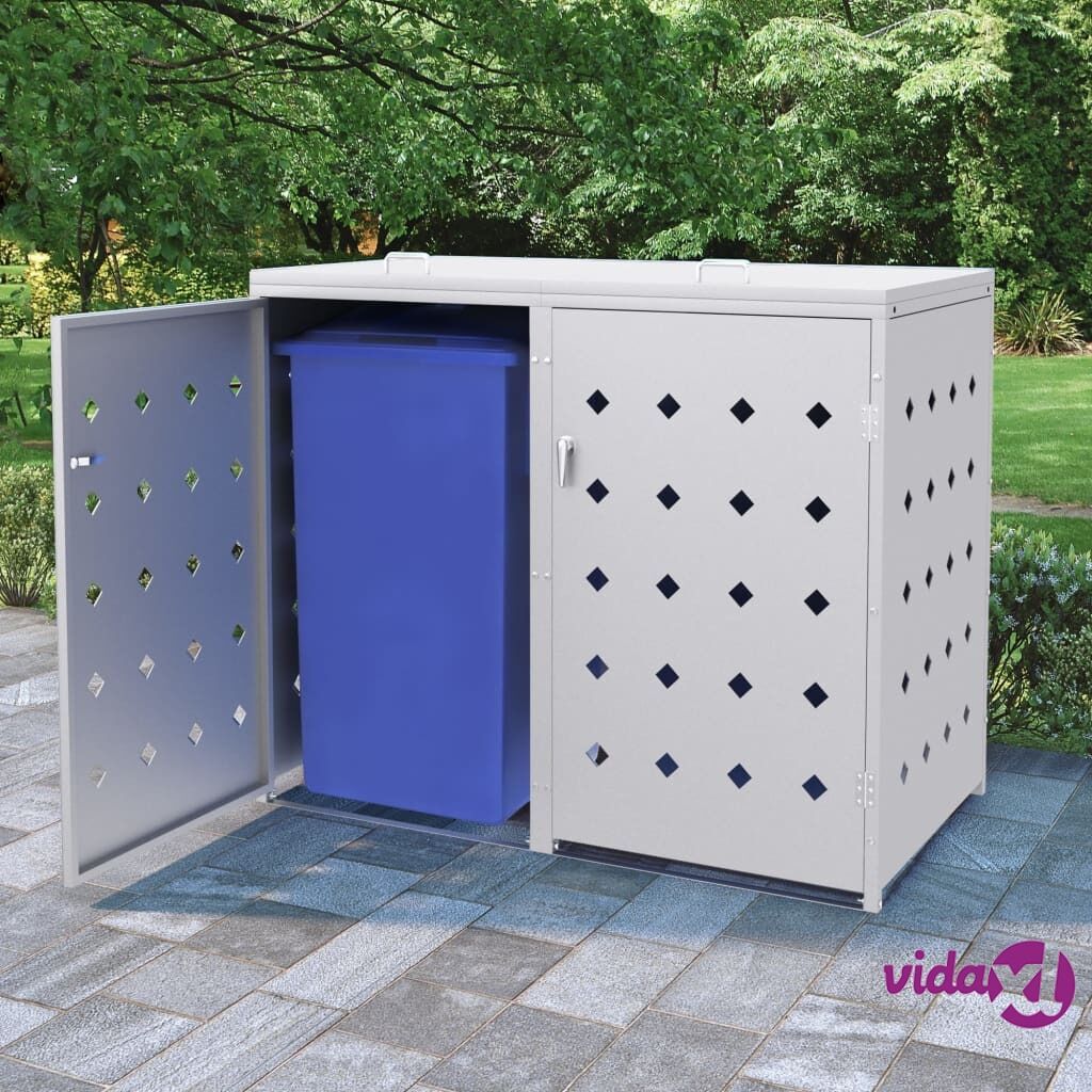 vidaXL Double Wheelie Bin Shed 240 L Stainless Steel