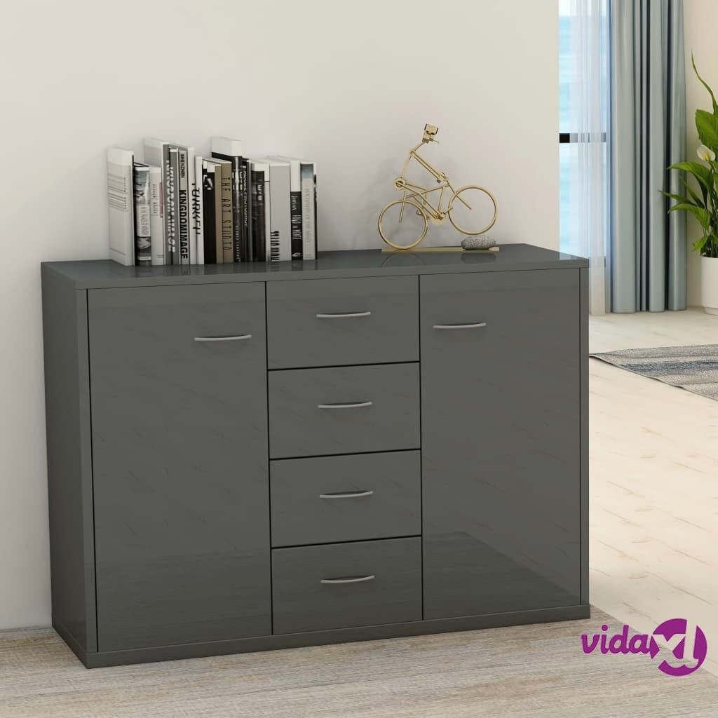 vidaXL 802398 vidaXL Sideboard High Gloss Grey 88x30x65 cm Chipboard (AU/US only)