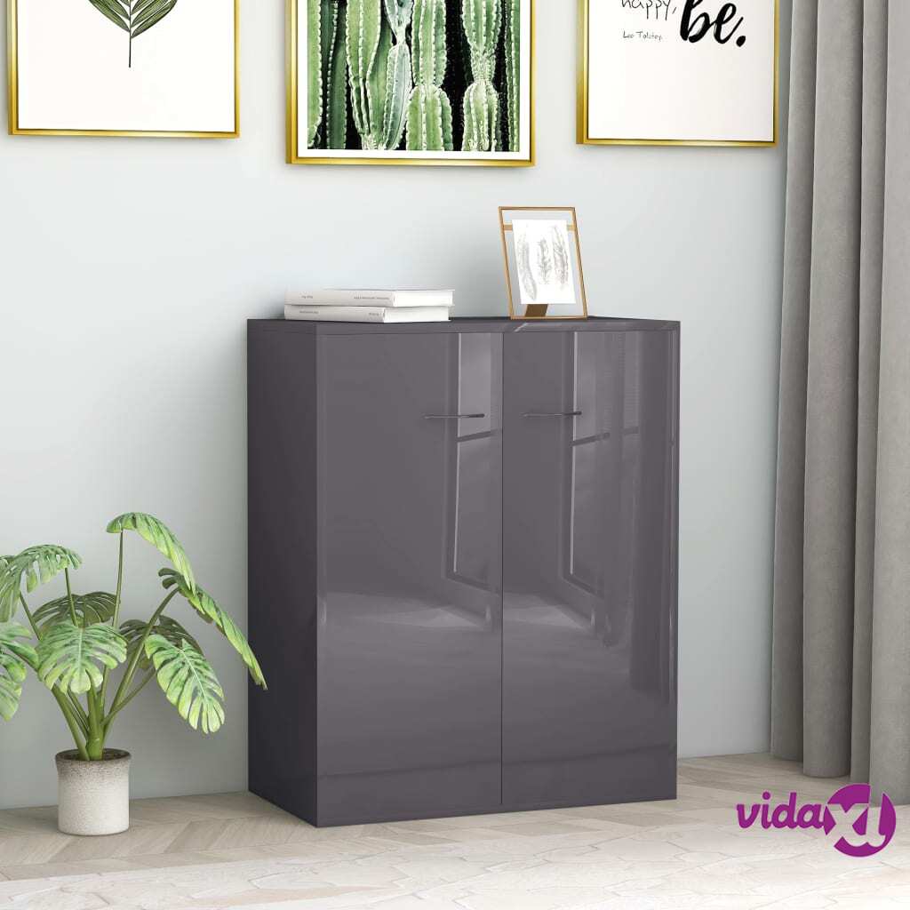 vidaXL 802479 vidaXL Sideboard High Gloss Grey 60x30x75 cm Chipboard (AU/US only)