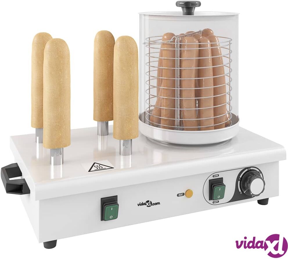 vidaXL Hot Dog Warmer with 4 Rods Stainless Steel 550 W