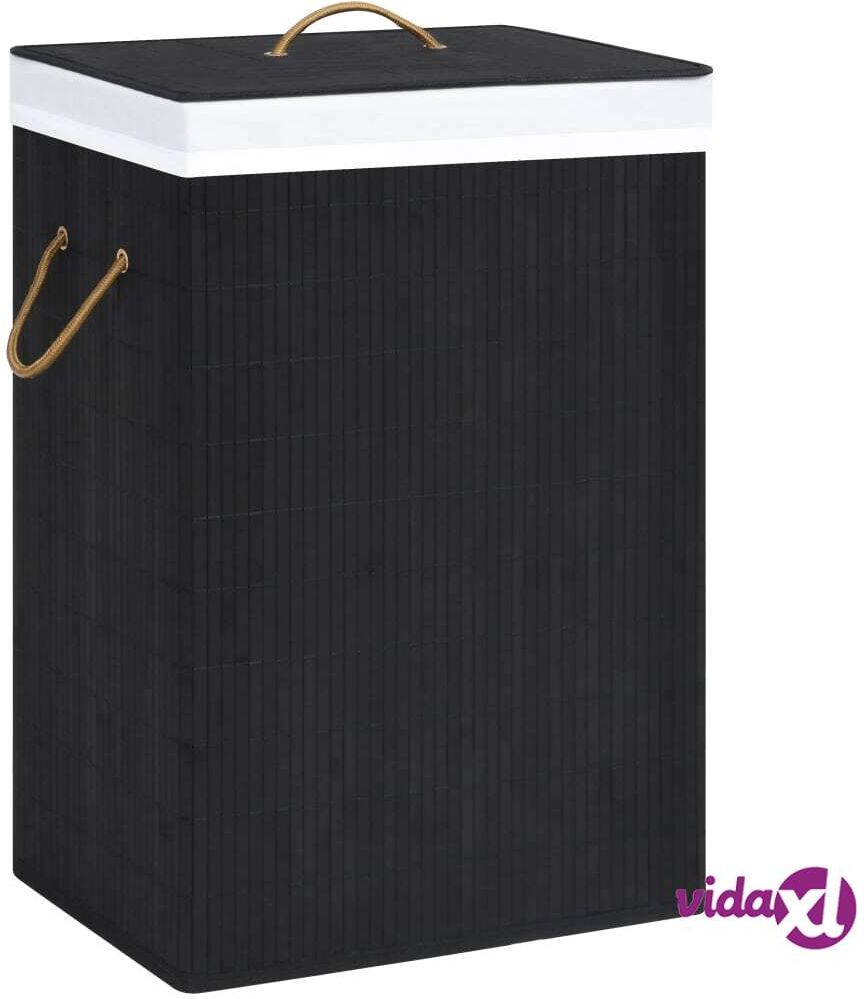 vidaXL Bamboo Laundry Basket Black 72 L