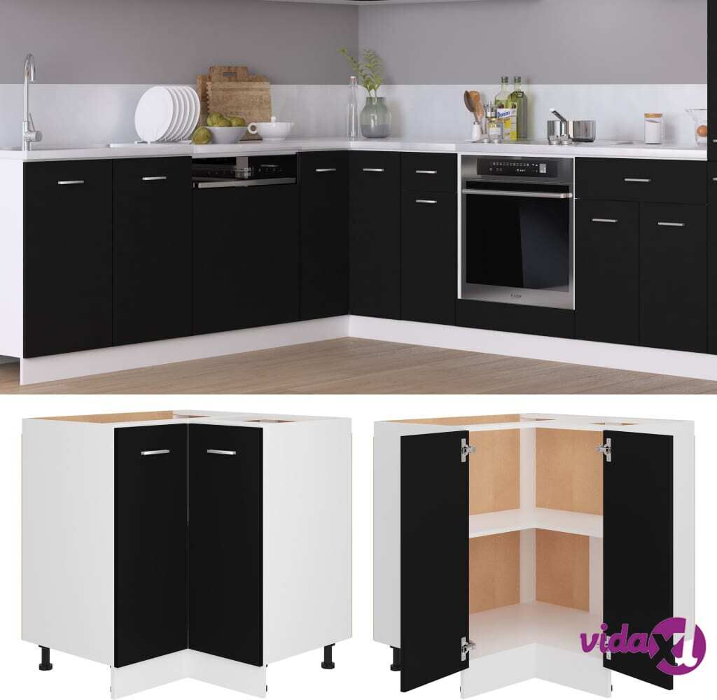 vidaXL Corner Bottom Cabinet Black 75.5x75.5x80.5 cm Chipboard