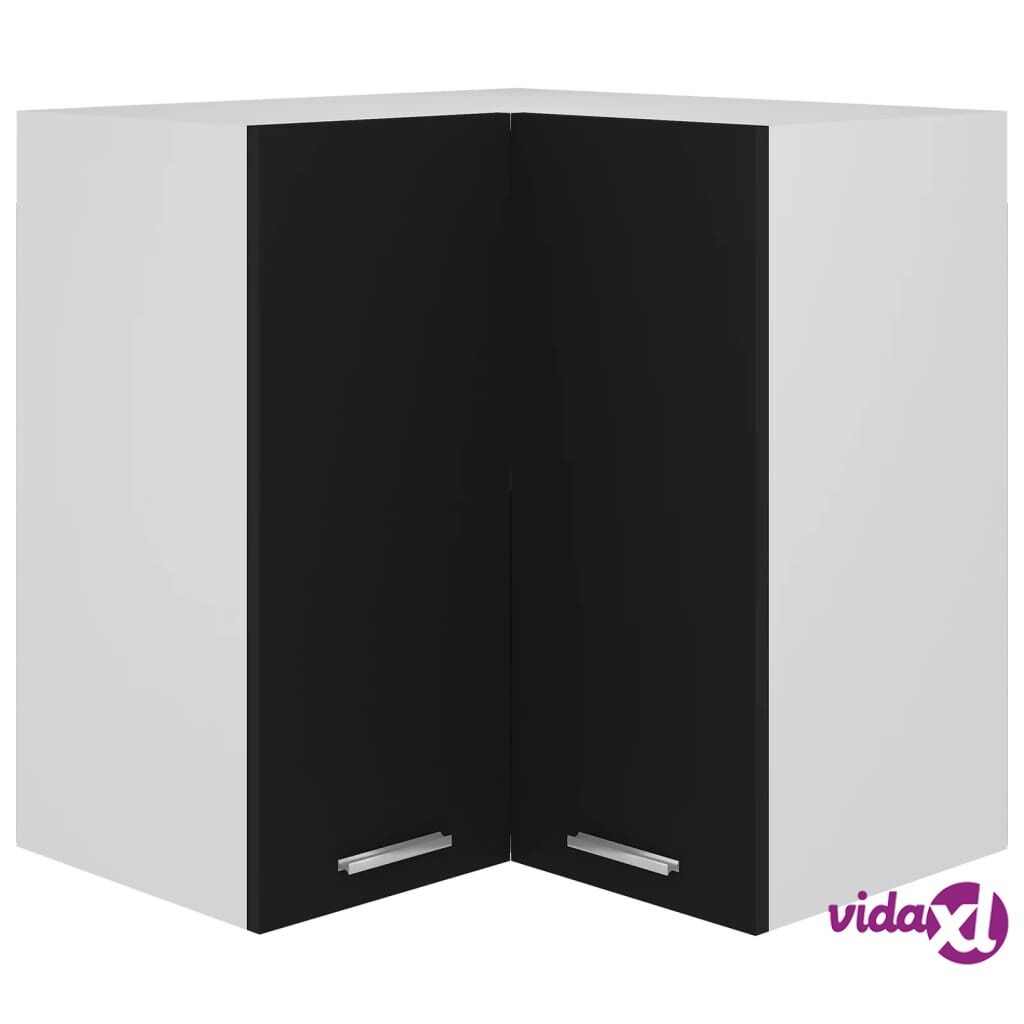 vidaXL Hanging Corner Cabinet Black 57x57x60 cm Chipboard