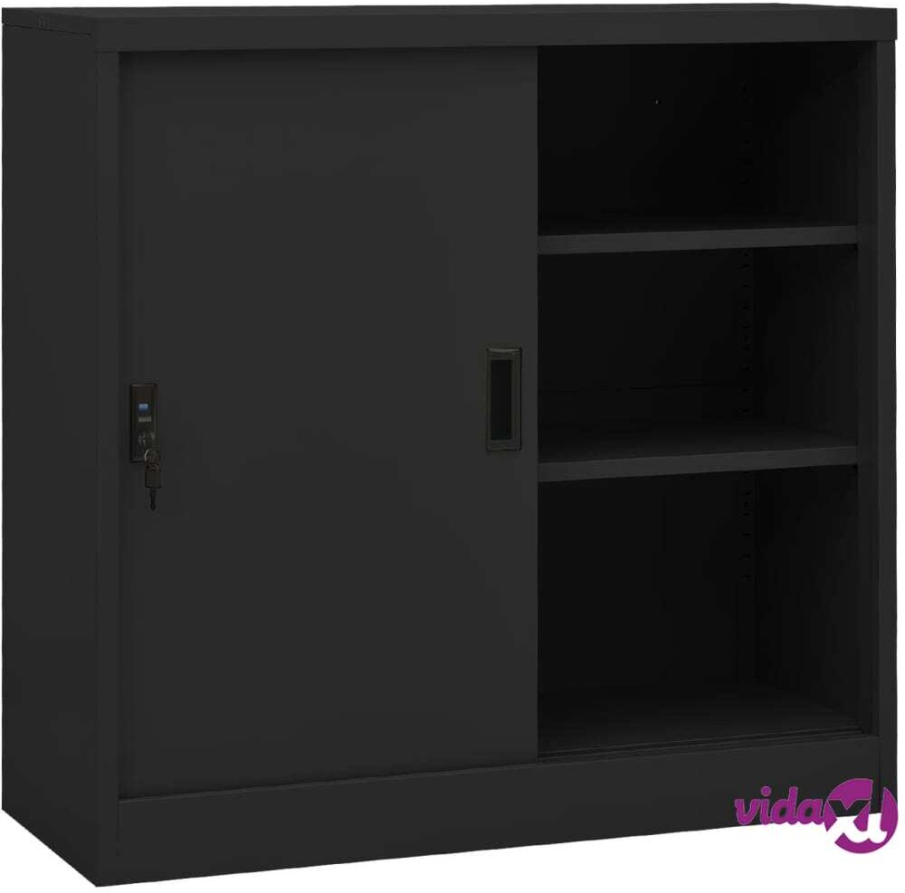 vidaXL Office Cabinet with Sliding Door Anthracite 90x40x90 cm Steel