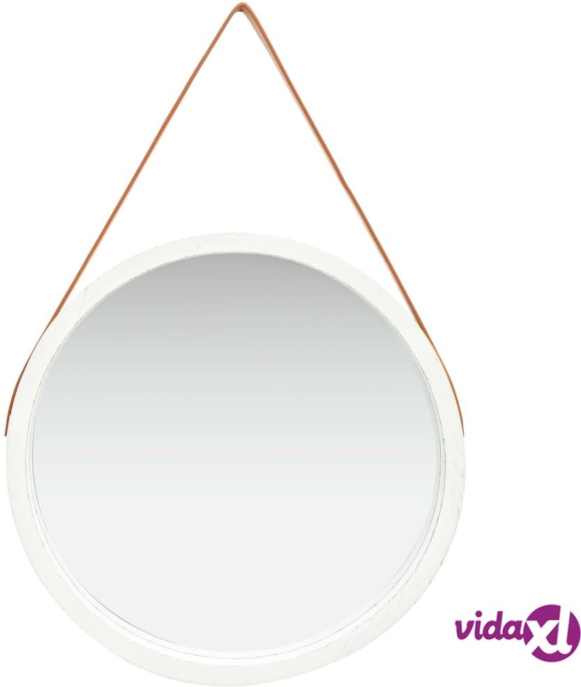 vidaXL Wall Mirror with Strap 60 cm White