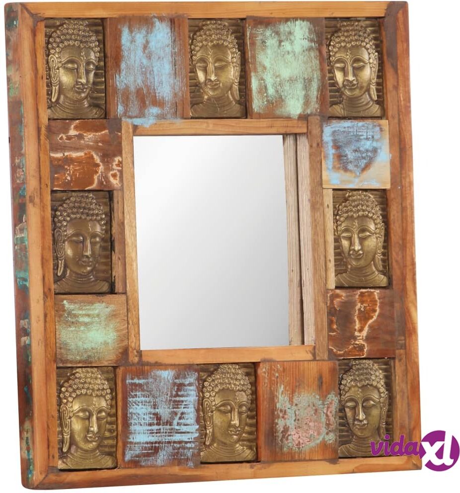 vidaXL Mirror with Buddha Cladding 50x50 cm Solid Reclaimed Wood