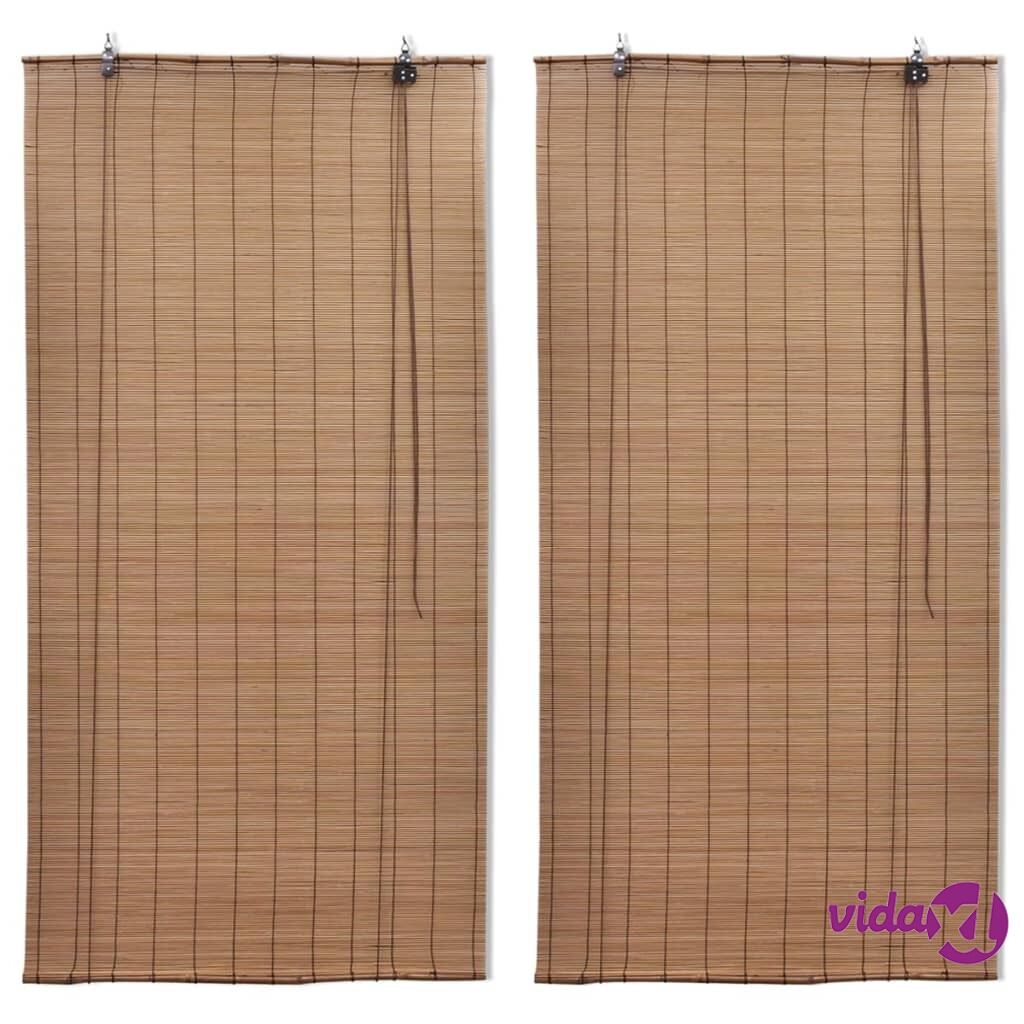 vidaXL Bamboo Roller Blinds 2 pcs Brown 120 x 220 cm