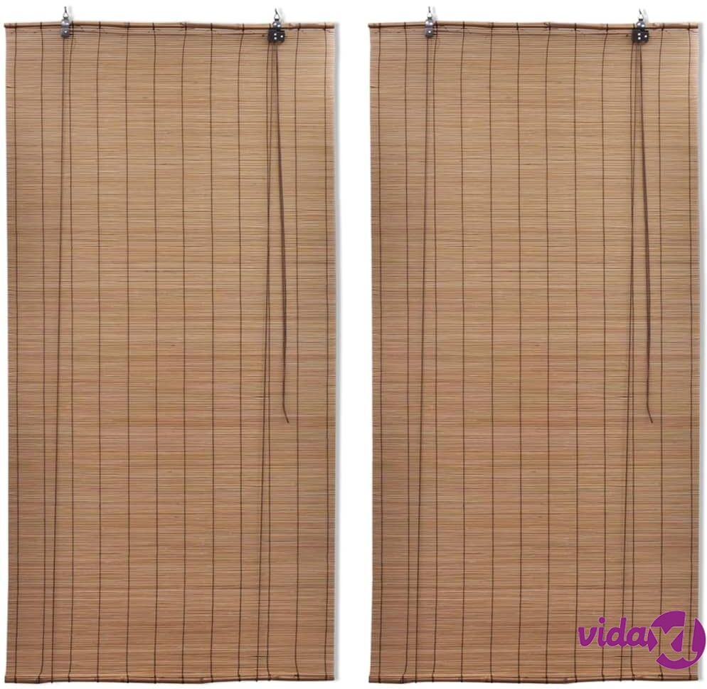 vidaXL Bamboo Roller Blinds 2 pcs 150 x 220 cm Brown