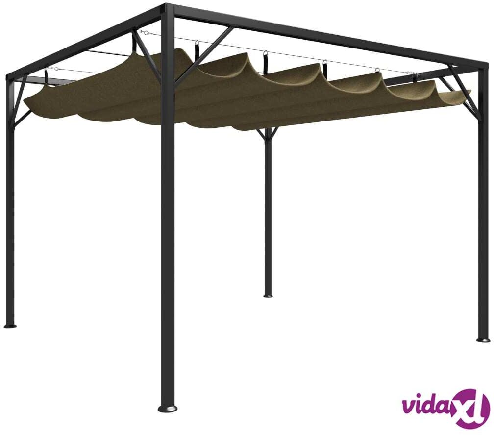 vidaXL Garden Gazebo with Retractable Roof 3x3 m Taupe 180 g/m²