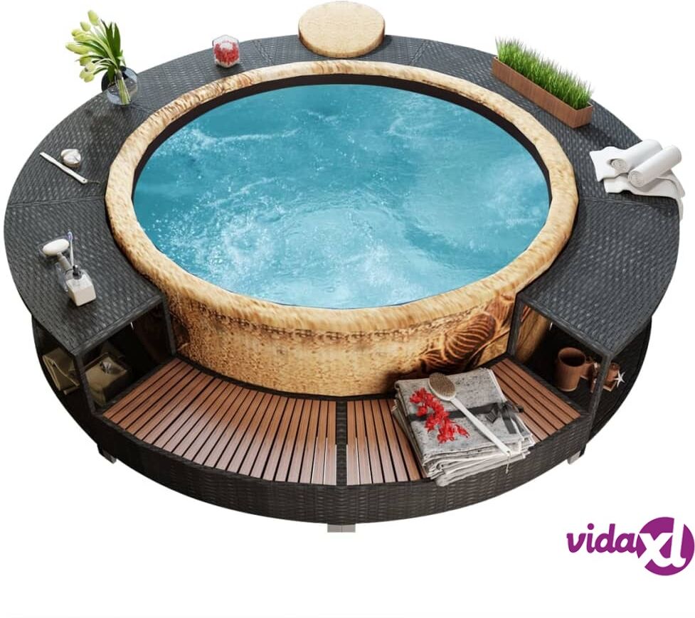 vidaXL Spa Surround Black Poly Rattan