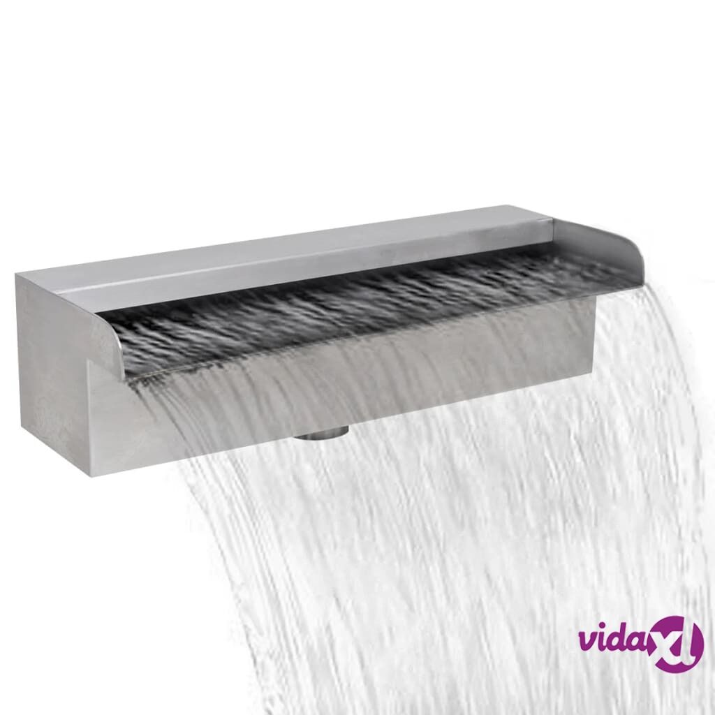 vidaXL Rectangular Waterfall Pool Fountain Stainless Steel 30 cm