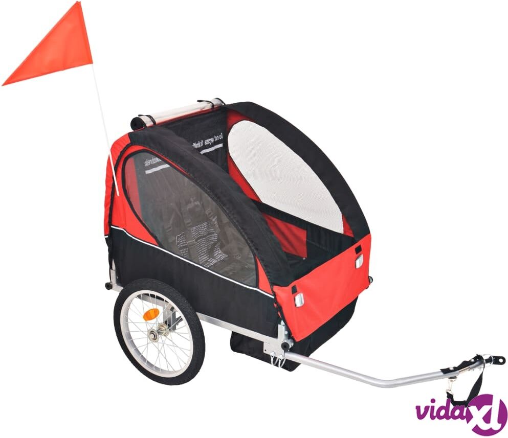 vidaXL Kids' Bicycle Trailer Red and Black 30 kg