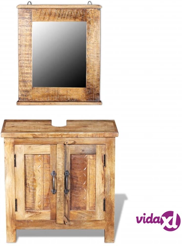 vidaXL Bathroom Vanity Cabinet with Mirror Solid Mango Wood