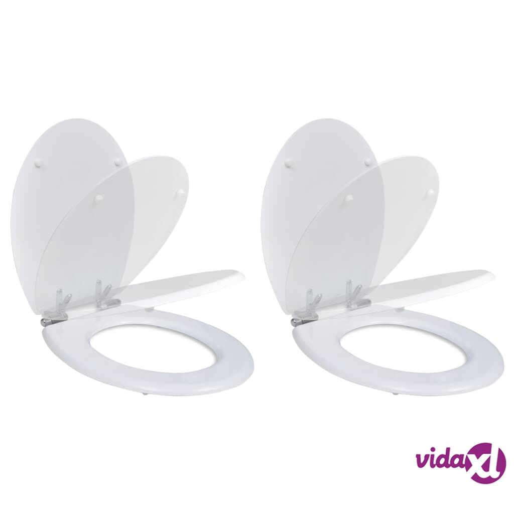 vidaXL Toilet Seats with Soft Close Lids 2 pcs MDF White