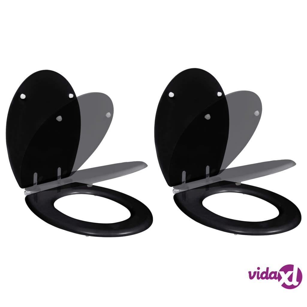 vidaXL Toilet Seats with Soft Close Lids 2 pcs MDF Black