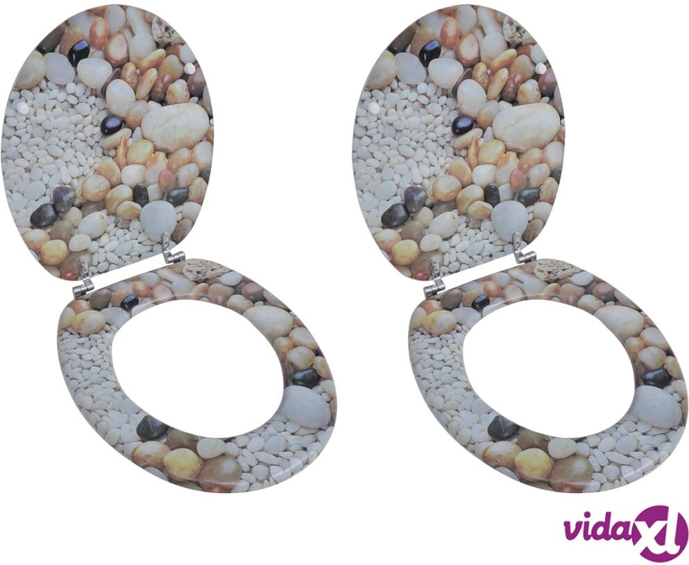 vidaXL Toilet Seats with Lids 2 pcs MDF Pebbles