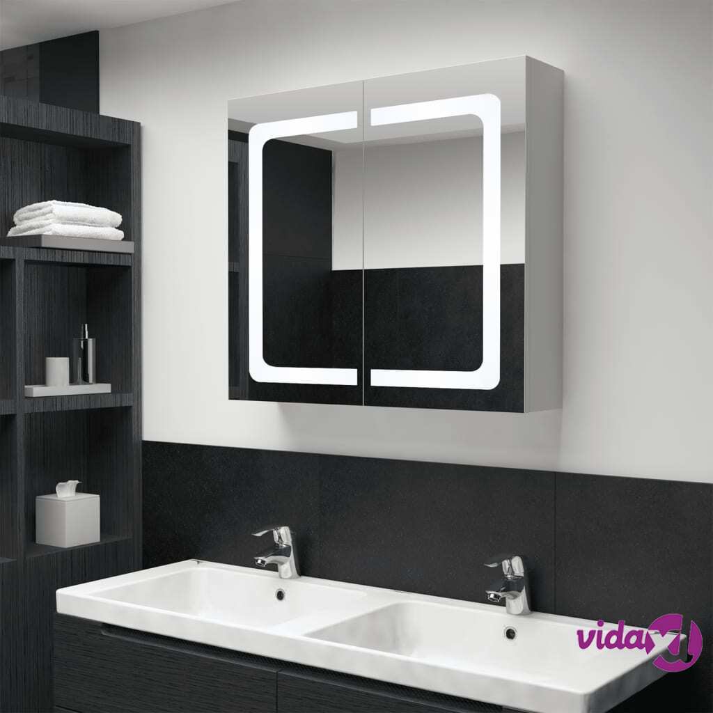 vidaXL LED Bathroom Mirror Cabinet 80x12.2x68 cm