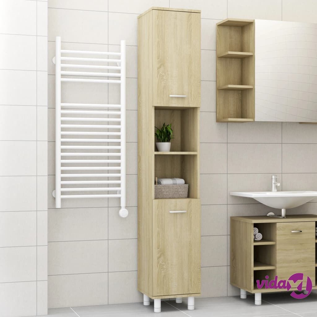 vidaXL Bathroom Cabinet Sonoma Oak 30x30x179 cm Chipboard