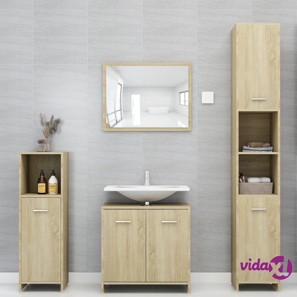 vidaXL 4 Piece Bathroom Furniture Set Sonoma Oak Chipboard
