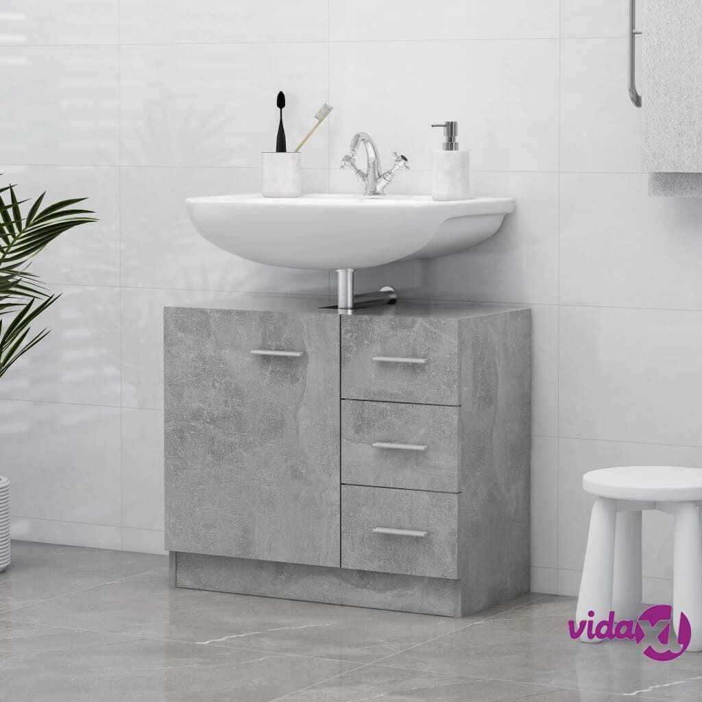 vidaXL Sink Cabinet Concrete Grey 63x30x54 cm Chipboard