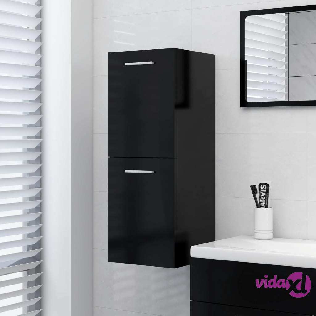 vidaXL Bathroom Cabinet Black 30x30x80 cm Chipboard