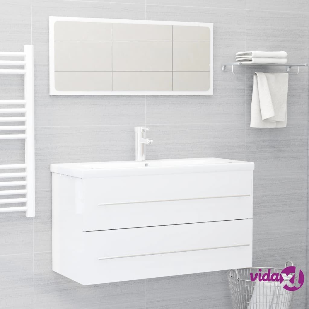 vidaXL 2 Piece Bathroom Furniture Set White Chipboard