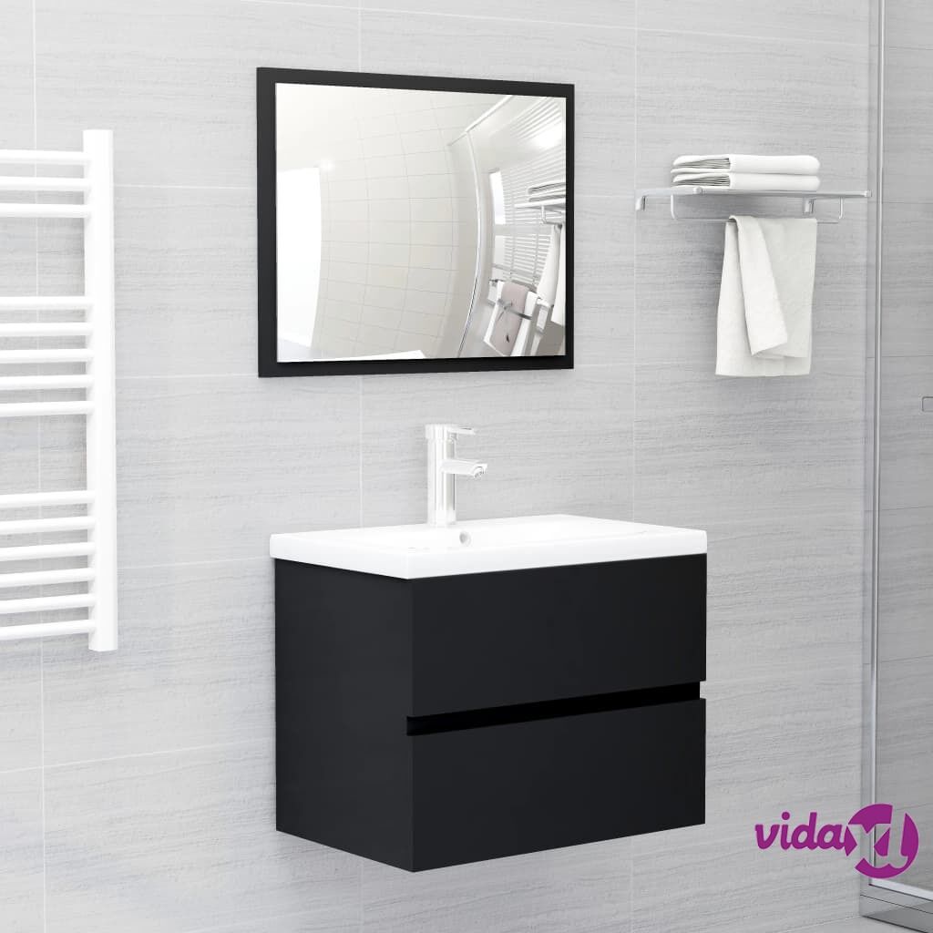 vidaXL 2 Piece Bathroom Furniture Set Black Chipboard