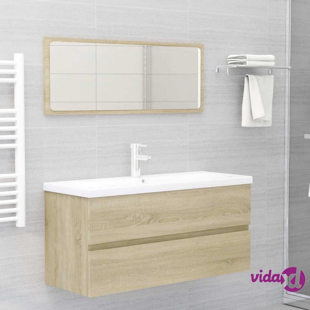 vidaXL 2 Piece Bathroom Furniture Set Sonoma Oak Chipboard