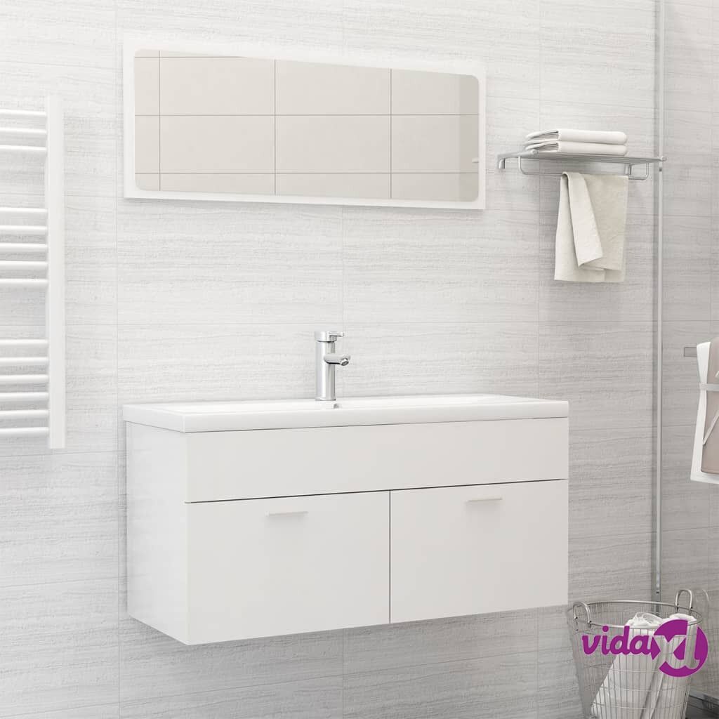 vidaXL Bathroom Furniture Set High Gloss White Chipboard