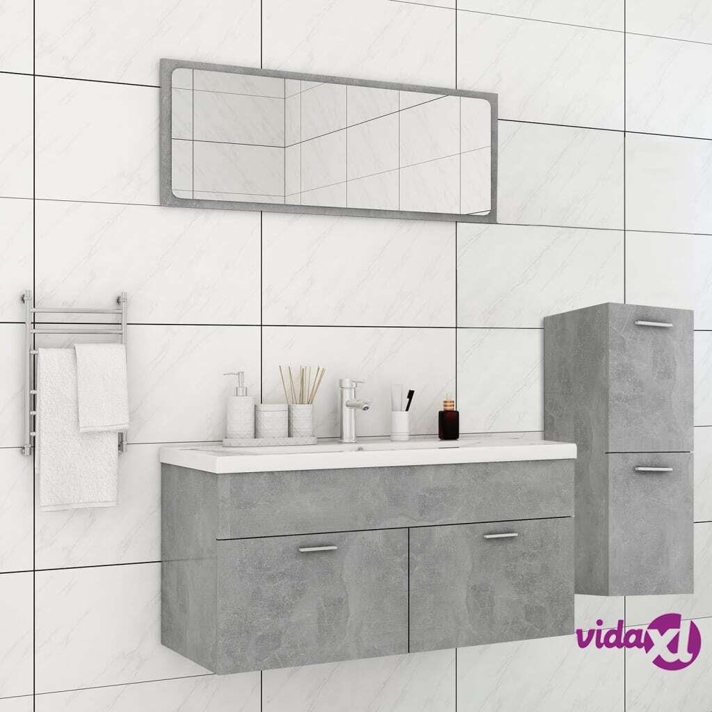 vidaXL Bathroom Furniture Set Concrete Grey Chipboard