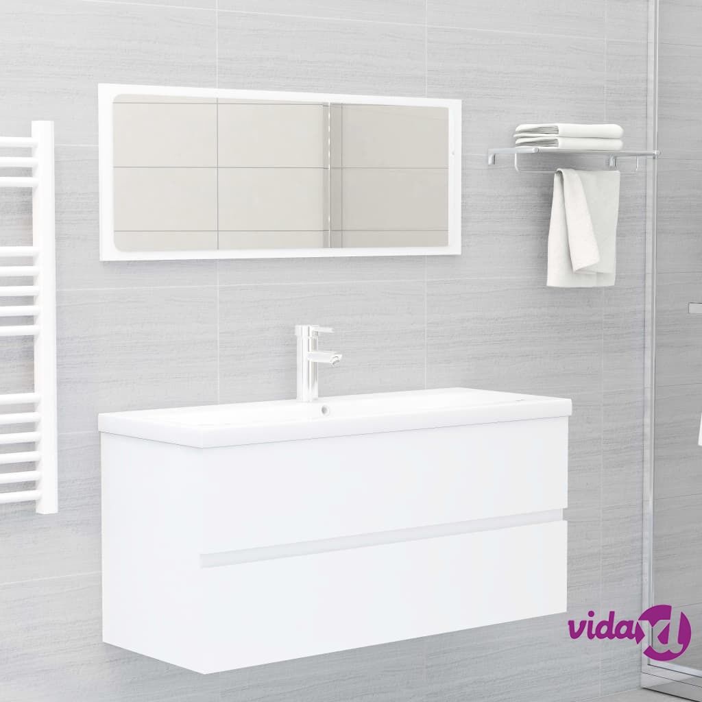 vidaXL Bathroom Furniture Set White Chipboard