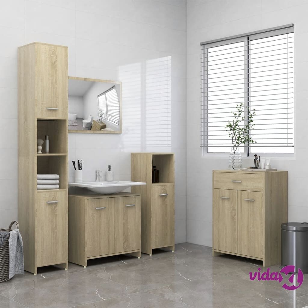 vidaXL 4 Piece Bathroom Furniture Set Sonoma Oak