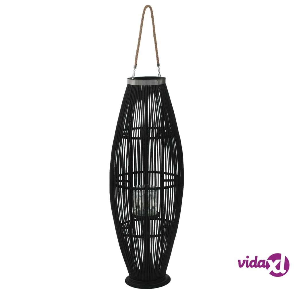 vidaXL Hanging Candle Lantern Holder Bamboo Black 95 cm