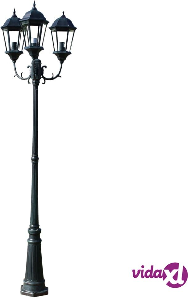 vidaXL Garden Light Post 3-arms 230 cm Dark Green/Black Aluminium