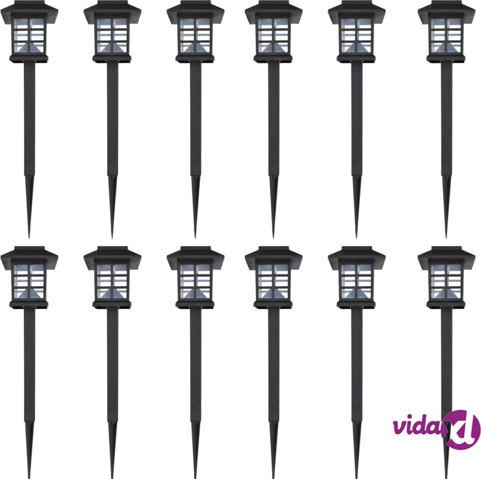 vidaXL Outdoor Solar Lamp LED Light Set 12 pcs with Spike 8.6 x 8.6 x 38 cm