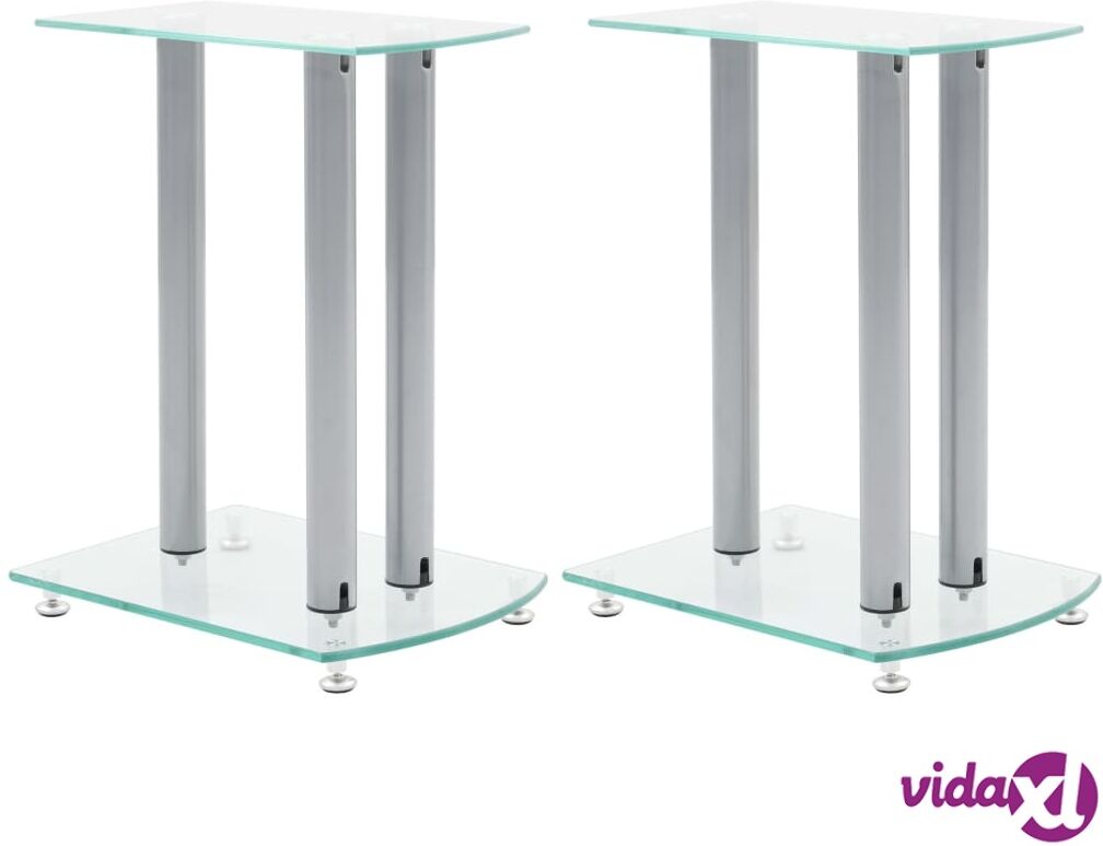 vidaXL Aluminum Speaker Stands Transparent Safety Glass 2pcs