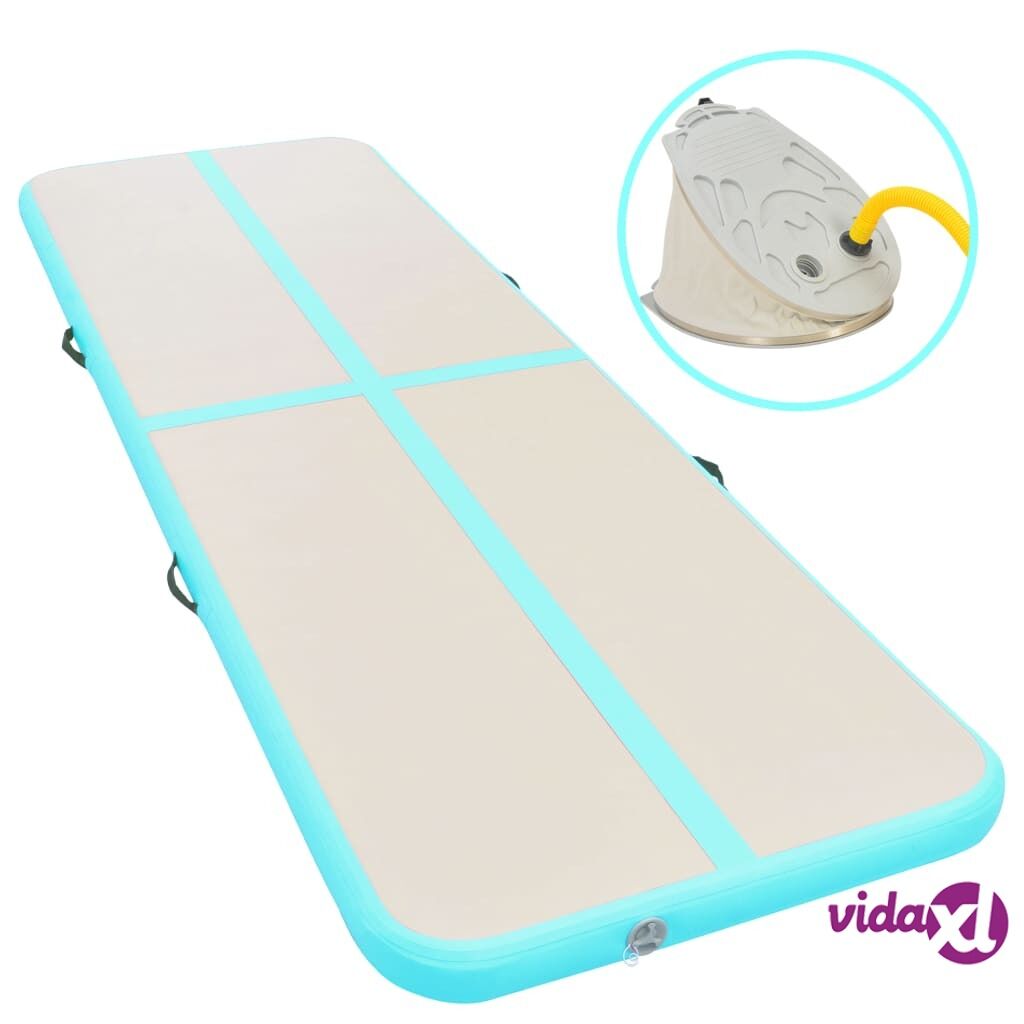 vidaXL Inflatable Gymnastics Mat with Pump 800x100x10 cm PVC Green