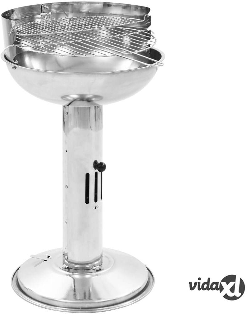 vidaXL Pedestal Charcoal BBQ Grill Stainless Steel